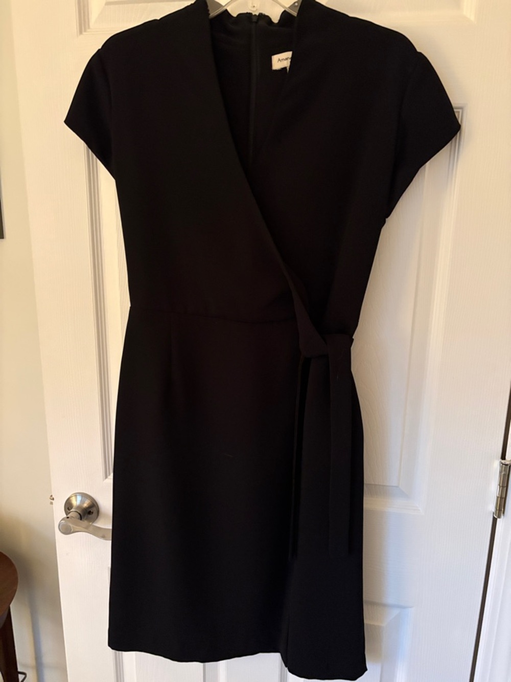 Amanda Smith Black Midi Wrap Dress with Tie Waist